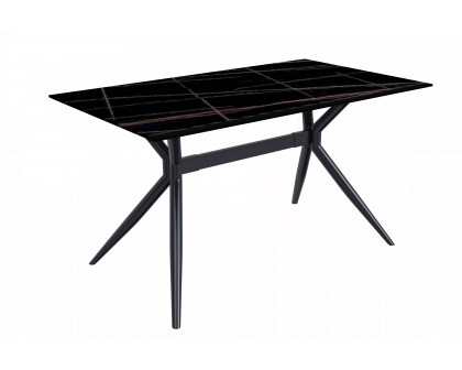 LeisureMod Elega Modern 55" Rectangular Dining Table with Glass Top and Stainless Steel Base