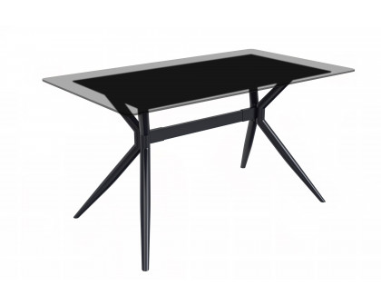 LeisureMod Elega Modern 55" Rectangular Dining Table with Glass Top and Stainless Steel Base