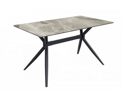 LeisureMod Elega Modern 55" Rectangular Dining Table with Glass Top and Stainless Steel Base