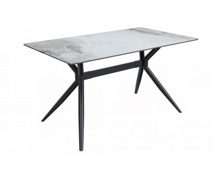 LeisureMod Elega Modern 55" Rectangular Dining Table with Glass Top and Stainless Steel Base