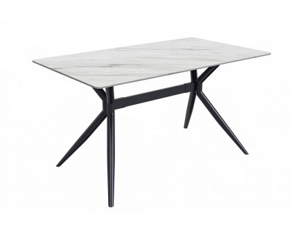 LeisureMod Elega Modern 55" Rectangular Dining Table with Glass Top and Stainless Steel Base