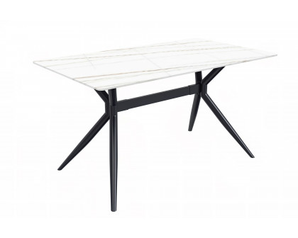 LeisureMod Elega Modern 55" Rectangular Dining Table with Glass Top and Stainless Steel Base