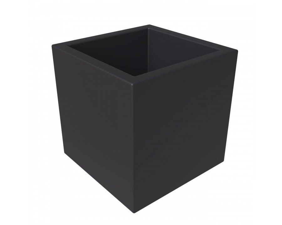 LeisureMod Fern Modern 12" Square Planter Pot in Fiberstone and Clay - Black