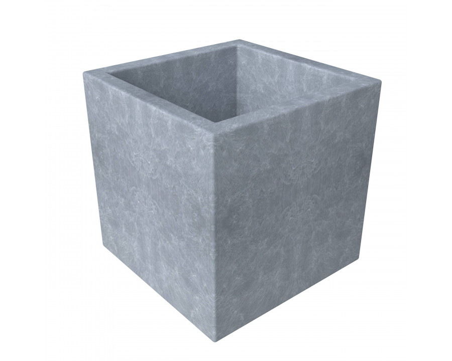 LeisureMod Fern Modern 12" Square Planter Pot in Fiberstone and Clay - Gray