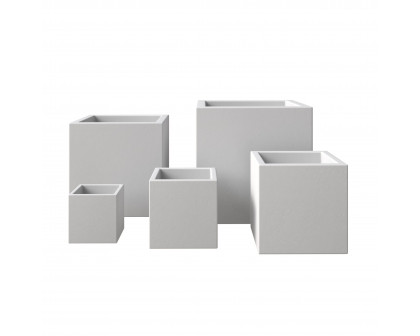 LeisureMod Fern Modern Square Planters Pot in Fiberstone and Clay (Set of 5)