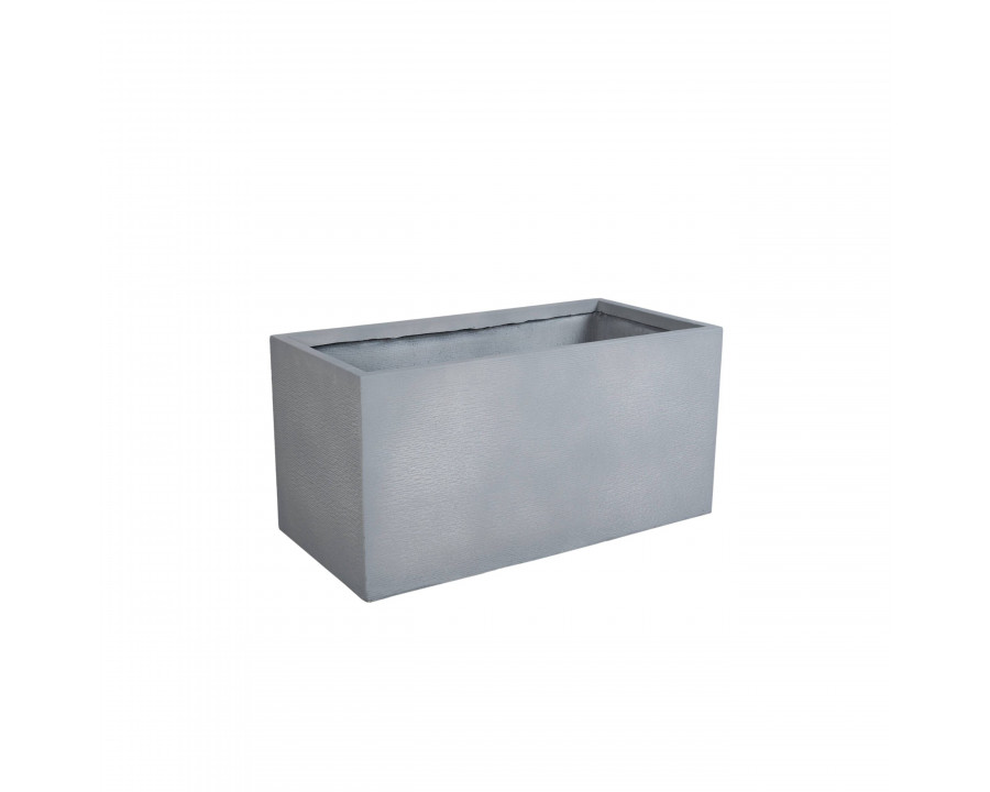 LeisureMod Flora Modern 12" Rectangular Planter Pot in Fiberstone and Clay - Gray