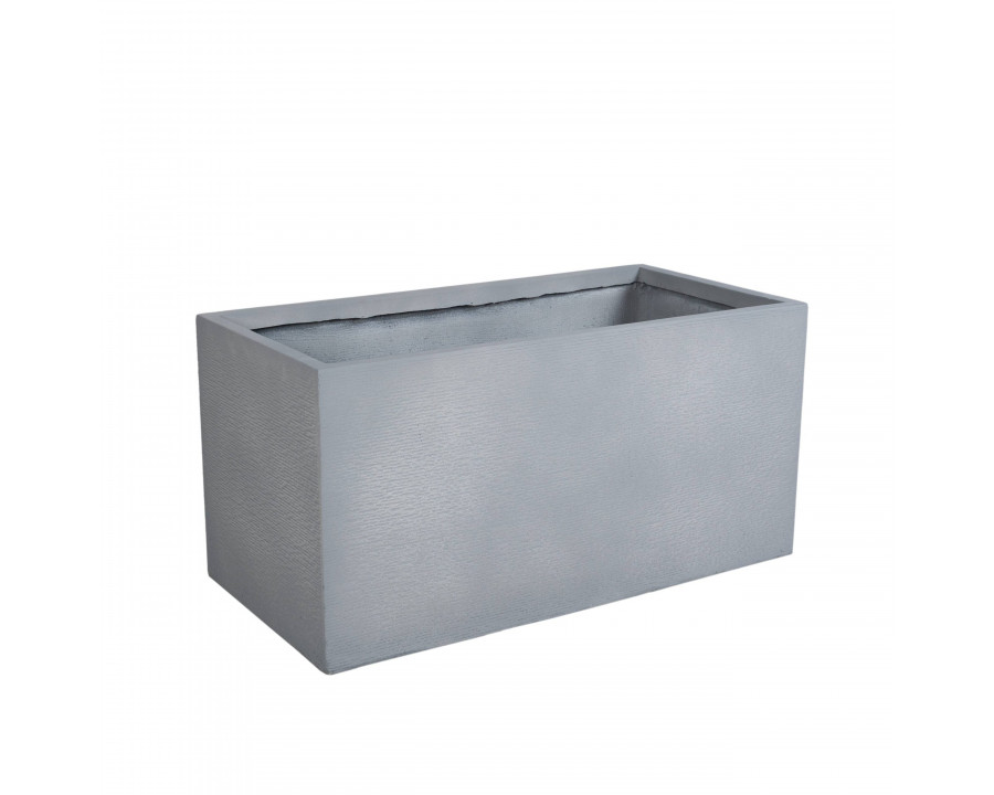 LeisureMod Flora Modern 20" Rectangular Planter Pot in Fiberstone and Clay - Gray