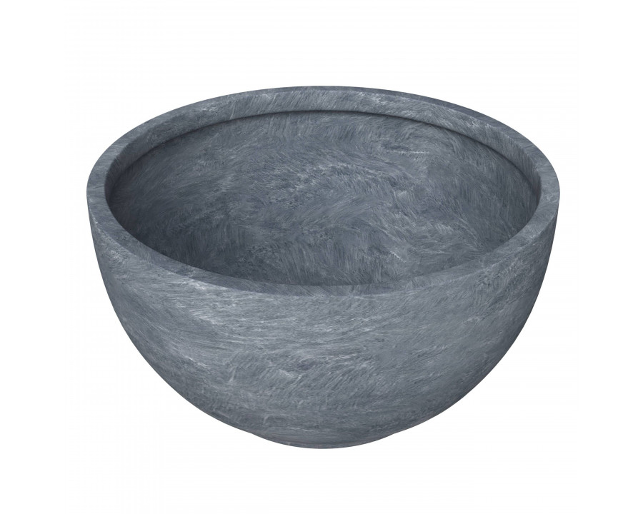 LeisureMod Grove Modern 6" Round Planter Pot in Fiberstone - Aged Concrete