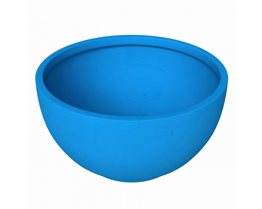 LeisureMod Grove Modern 6" Round Planter Pot in Fiberstone - Blue