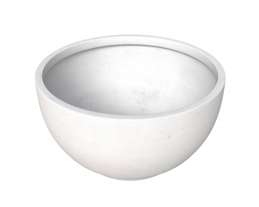 LeisureMod Grove Modern 6" Round Planter Pot in Fiberstone - White