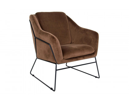 LeisureMod Harmony Velvet Accent Armchair - Coffee/Brown