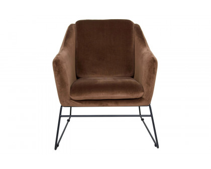 LeisureMod Harmony Velvet Accent Armchair - Coffee/Brown