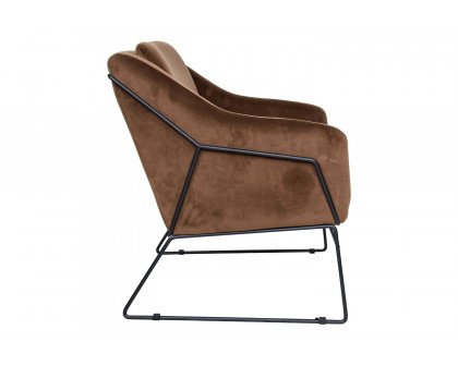 LeisureMod Harmony Velvet Accent Armchair - Coffee/Brown