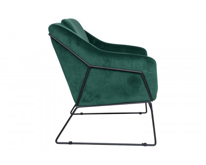 LeisureMod Harmony Velvet Accent Armchair - Emerald/Green