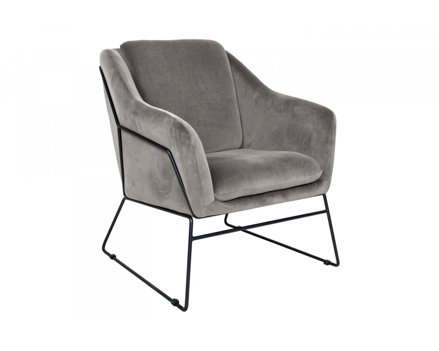 LeisureMod Harmony Velvet Accent Armchair - Fossil/Gray