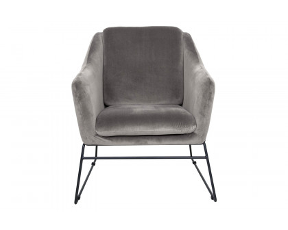 LeisureMod Harmony Velvet Accent Armchair - Fossil/Gray