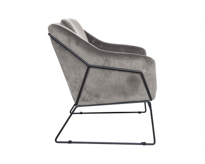 LeisureMod Harmony Velvet Accent Armchair - Fossil/Gray