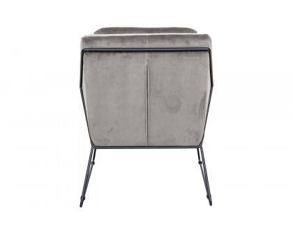 LeisureMod Harmony Velvet Accent Armchair - Fossil/Gray