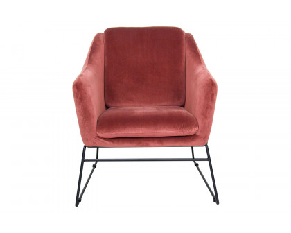 LeisureMod Harmony Velvet Accent Armchair - Royal/Rose