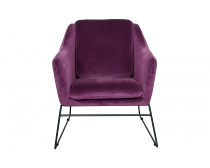 LeisureMod Harmony Velvet Accent Armchair - Olive/Purple