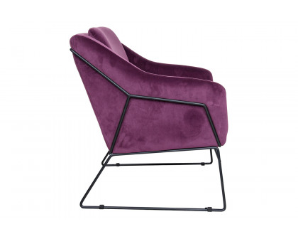 LeisureMod Harmony Velvet Accent Armchair - Olive/Purple