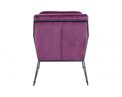 LeisureMod Harmony Velvet Accent Armchair - Olive/Purple