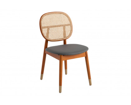 LeisureMod Holbeck Wicker Dining Chair With Upholstered Leather Seat