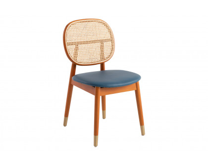 LeisureMod Holbeck Wicker Dining Chair With Upholstered Leather Seat