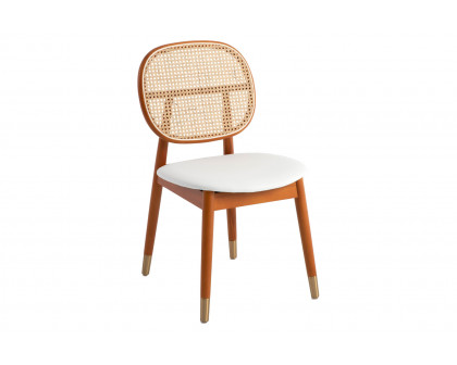 LeisureMod Holbeck Wicker Dining Chair With Upholstered Leather Seat