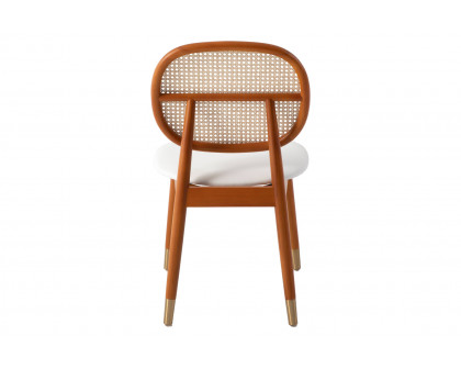 LeisureMod Holbeck Wicker Dining Chair With Upholstered Leather Seat - White