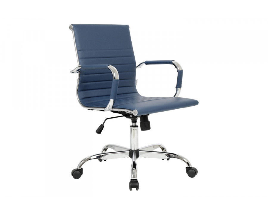 LeisureMod Harris Leatherette Office Chair - Navy Blue