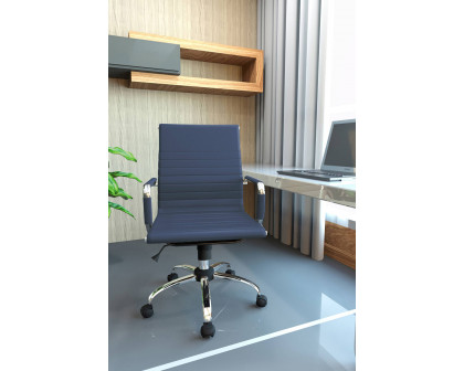 LeisureMod Harris Leatherette Office Chair - Navy Blue