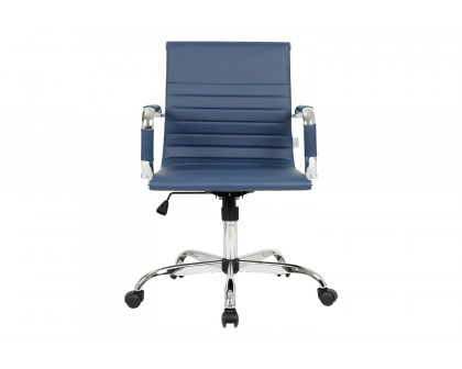 LeisureMod Harris Leatherette Office Chair - Navy Blue