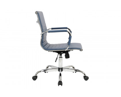 LeisureMod Harris Leatherette Office Chair - Navy Blue