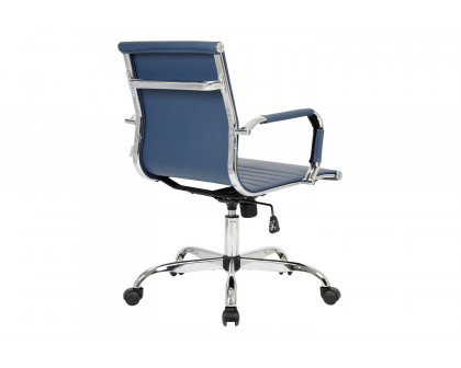 LeisureMod Harris Leatherette Office Chair - Navy Blue