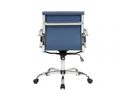 LeisureMod Harris Leatherette Office Chair - Navy Blue