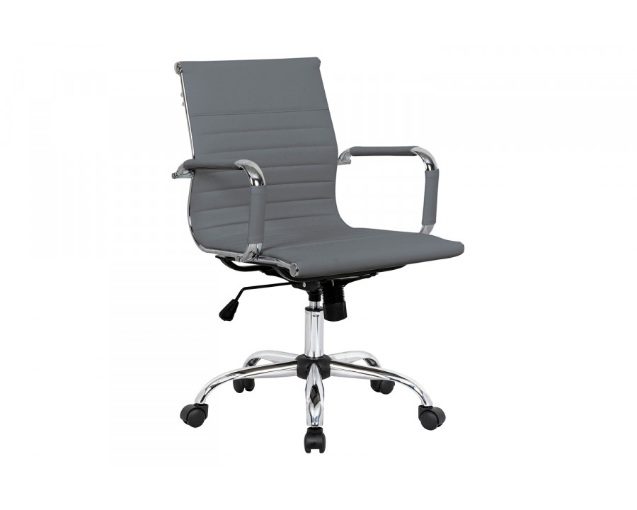 LeisureMod Harris Leatherette Office Chair - Gray