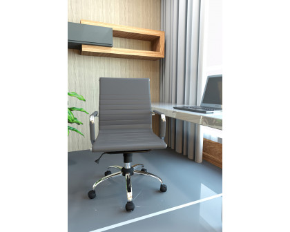 LeisureMod Harris Leatherette Office Chair - Gray