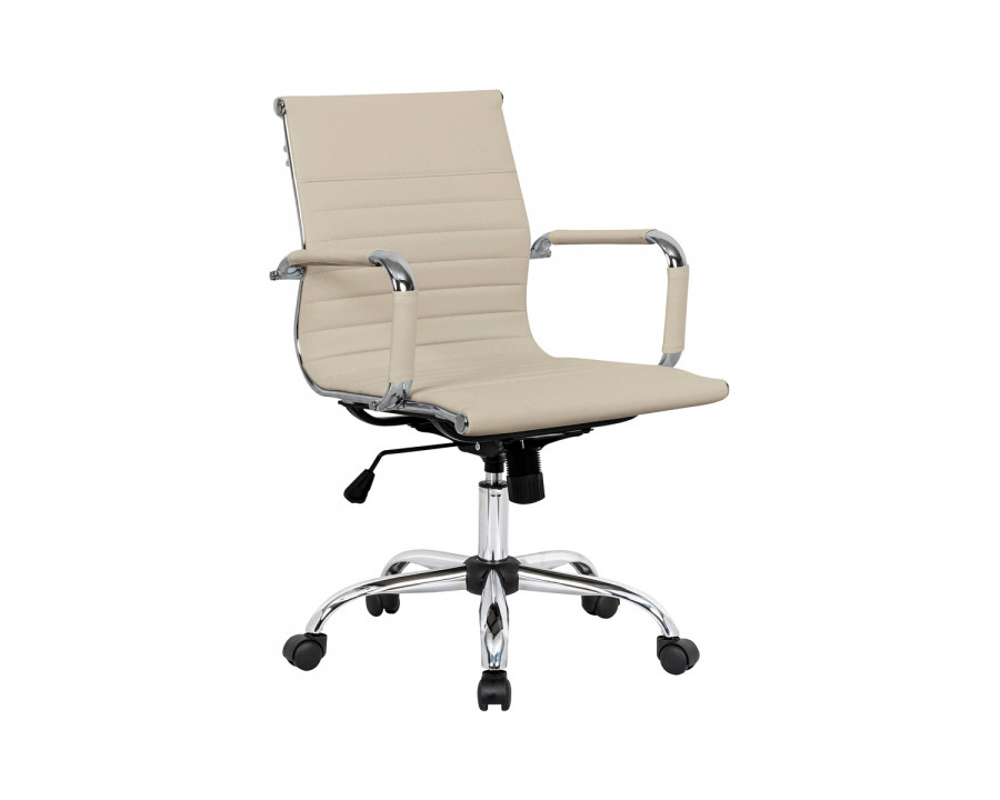 LeisureMod Harris Leatherette Office Chair - Tan