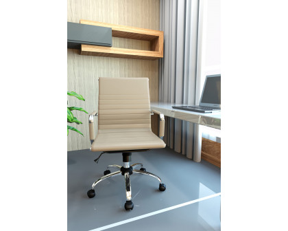 LeisureMod Harris Leatherette Office Chair - Tan