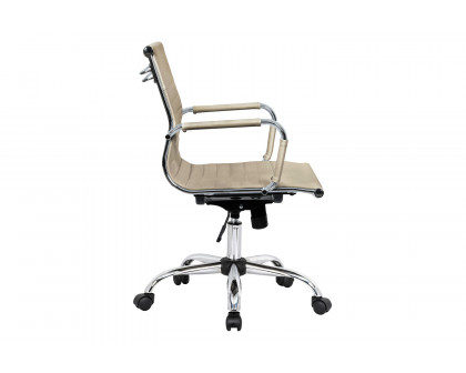 LeisureMod Harris Leatherette Office Chair - Tan