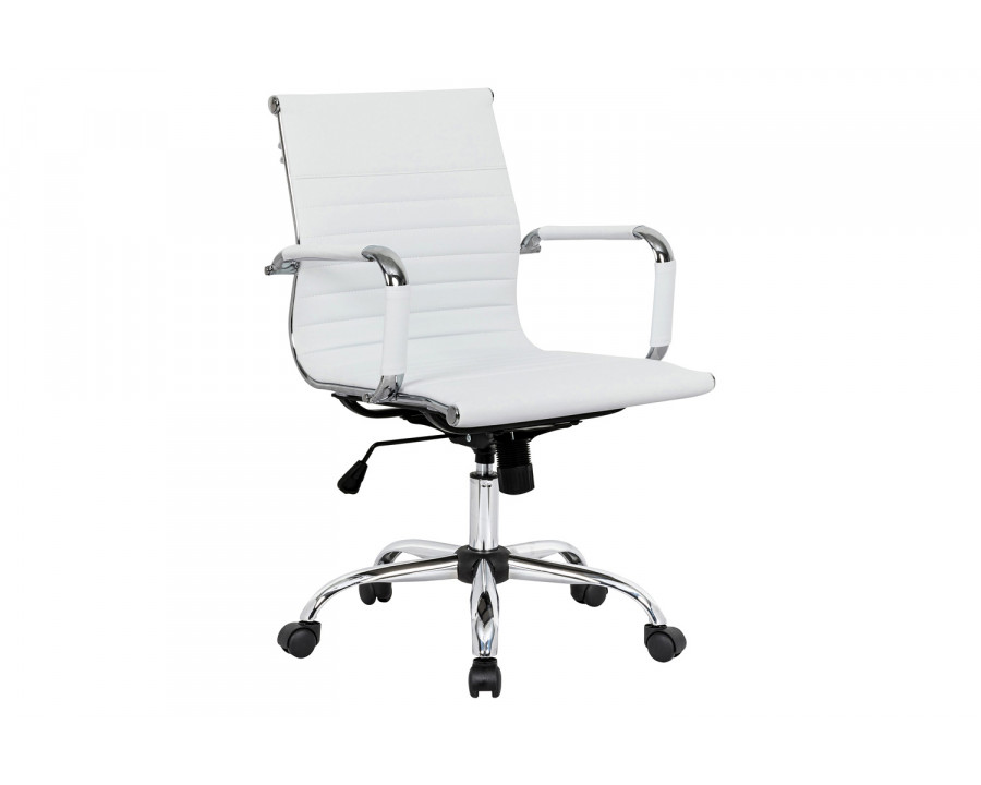 LeisureMod Harris Leatherette Office Chair - White