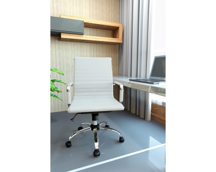 LeisureMod Harris Leatherette Office Chair - White