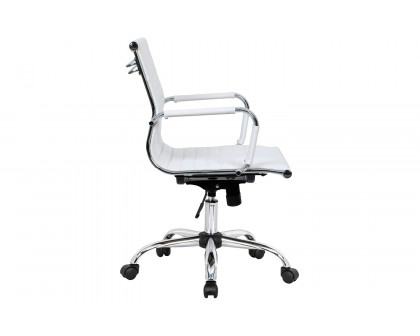 LeisureMod Harris Leatherette Office Chair - White