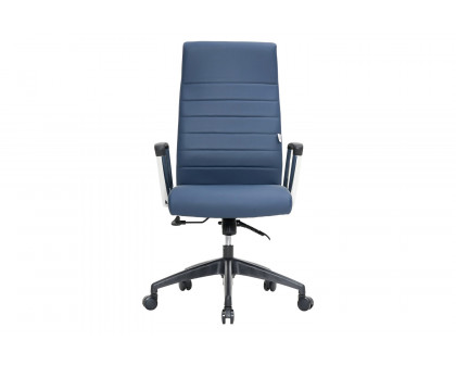 LeisureMod Hilton Modern High-Back Leather Office Chair - Navy Blue