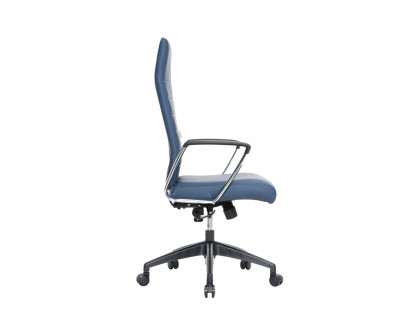 LeisureMod Hilton Modern High-Back Leather Office Chair - Navy Blue