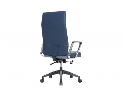 LeisureMod Hilton Modern High-Back Leather Office Chair - Navy Blue