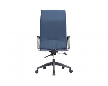 LeisureMod Hilton Modern High-Back Leather Office Chair - Navy Blue