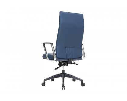 LeisureMod Hilton Modern High-Back Leather Office Chair - Navy Blue