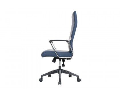 LeisureMod Hilton Modern High-Back Leather Office Chair - Navy Blue